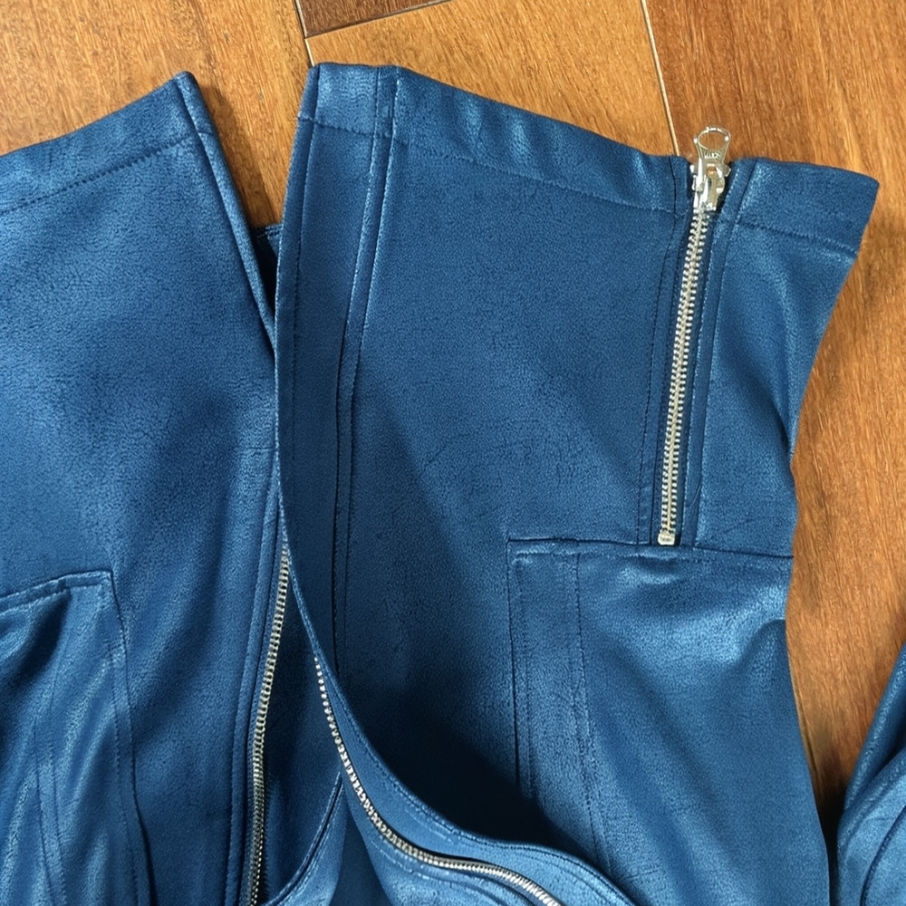 Clara SunWoo Blue Liquid Leather Jacket XS - Picture 2 of 7